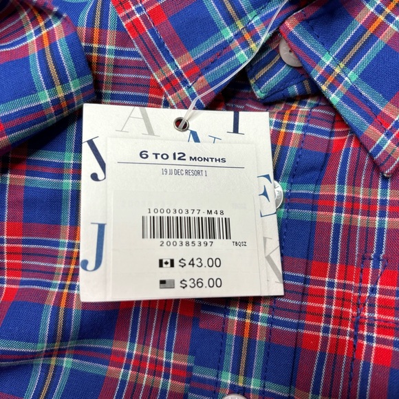NWT Janie and Jack flannel button down boys short size 6-12 months - Picture 4 of 4